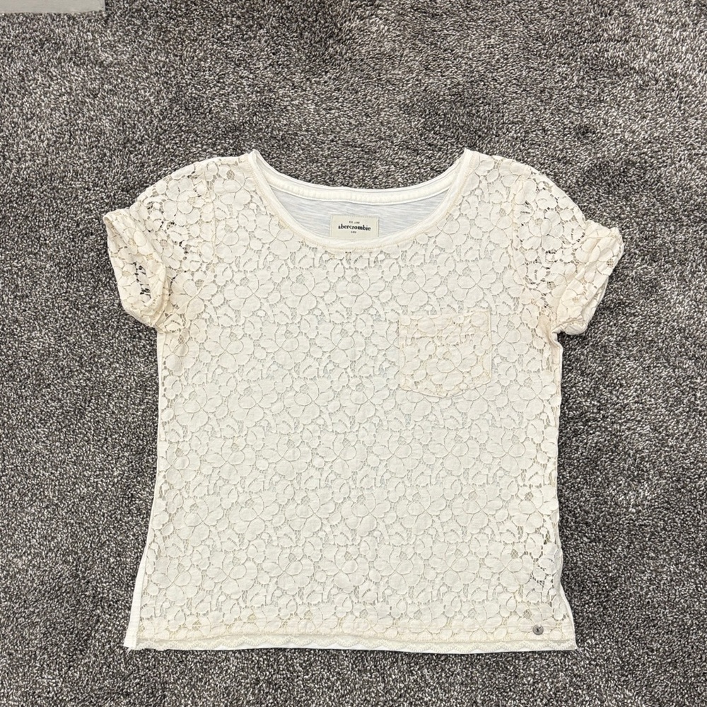 Cream Lace Abercrombie Short Sleeve Top